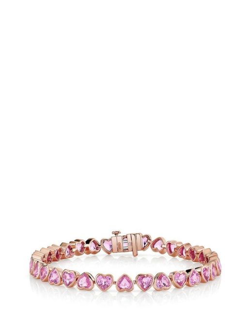 SHAY Pink 18kt Rose Gold Heart Sapphire Bracelet