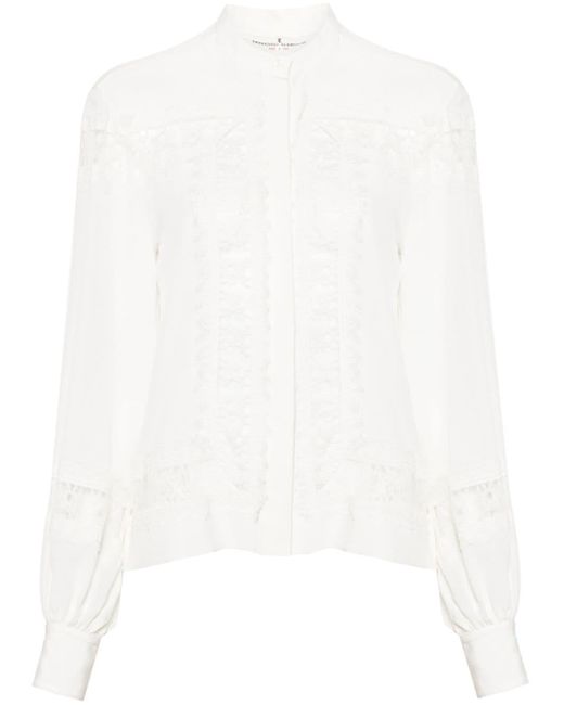 Ermanno Scervino White Floral-lace Silk Shirt