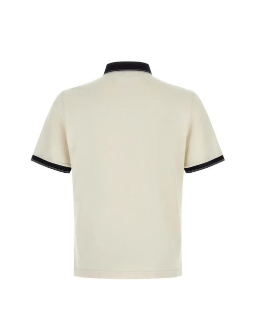 Prada White Triangle-Patch Piqué Polo Shirt for men
