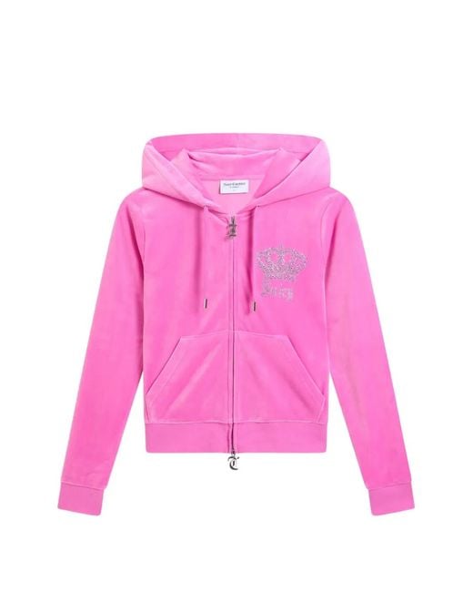 Juicy Couture Pink Gothic Crown Velour Hoodie