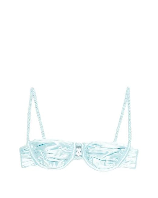 Isa Boulder Blue Ruched Weave Bikini Top