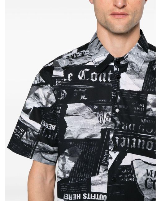Versace Hemd mit Magazin-Print in Black für Herren