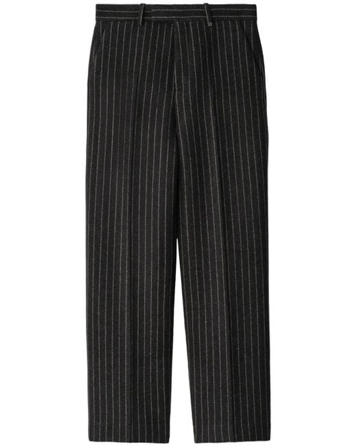 メンズ Burberry ストライプ テーラードパンツ Black