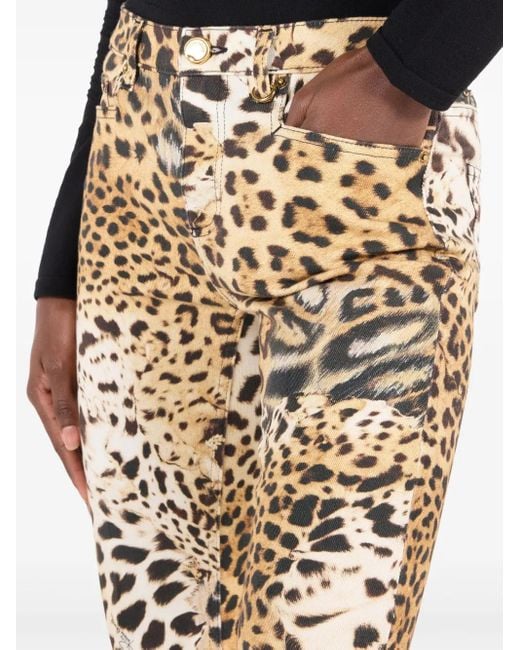 Roberto Cavalli Metallic Leopard-Print Flared Jeans