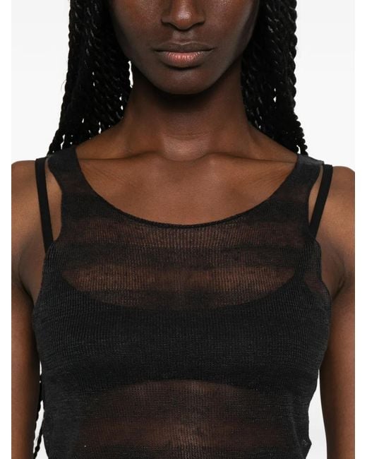 Paloma Wool Black Dino Striped Sheer Tank Top