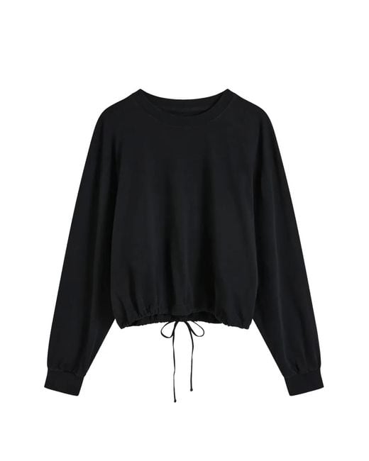 St. Agni Black Drawstring-Hem Long-Sleeve Sweatshirt