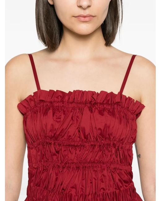 Liviana Conti Shirred Ruffled Midi Dress