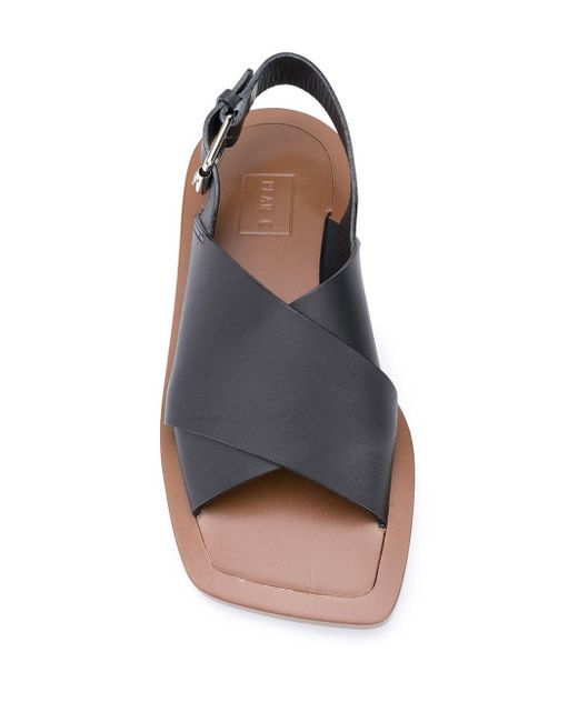 black cross strap sandals