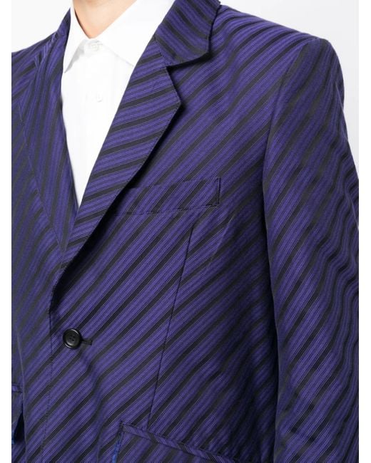 Blazer A Righe Con Taglio A Vivo di Sulvam in Blue da Uomo
