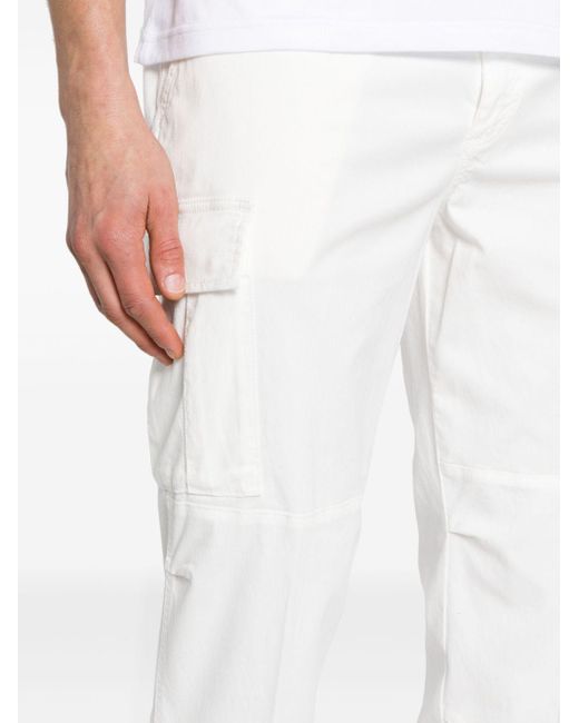 Eleventy White Tapered-leg Cargo Trousers for men
