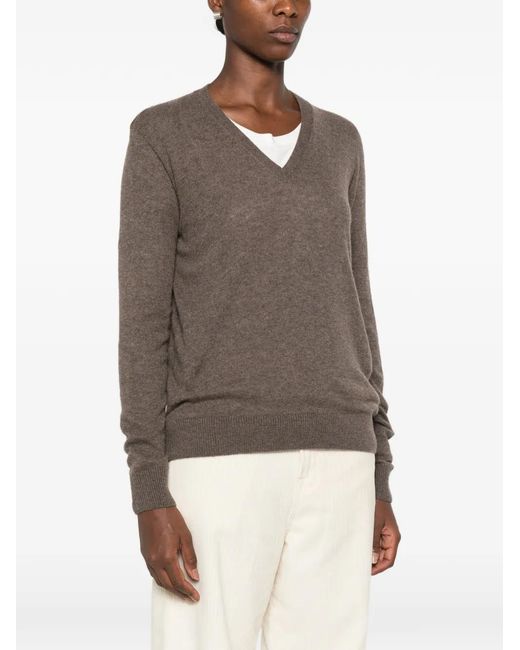 The Row Brown V-Neck Knit