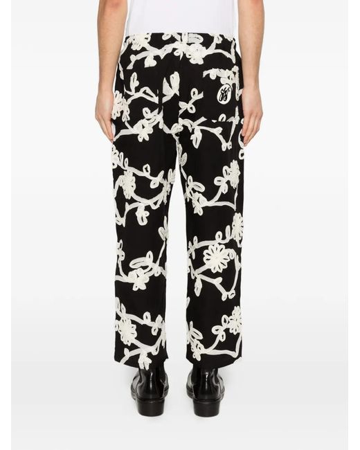 Honor The Gift White Embroidered Drawstring Trousers for men