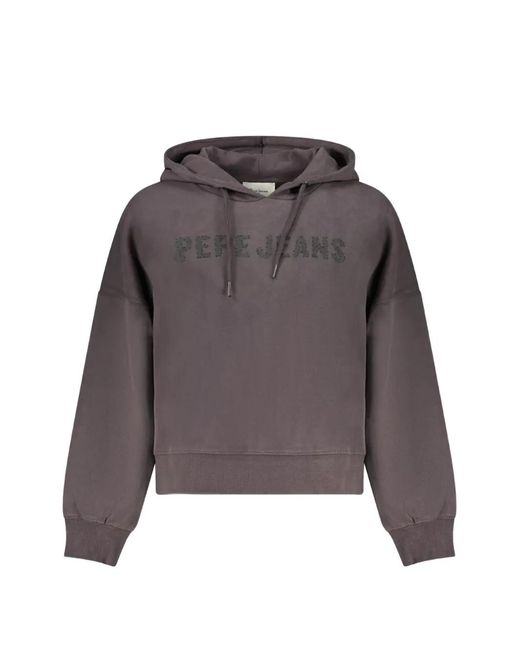 Pepe Jeans Gray Logo-Print Drawstring Hoodie