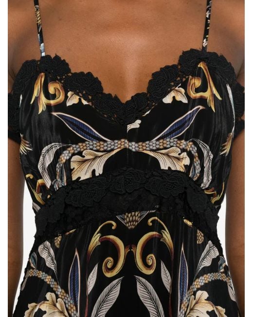 Farm Rio Black Kleid mit Snake Garden-Print