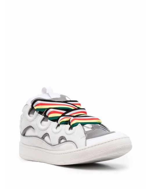Lanvin White Curb Leather Trainers for men