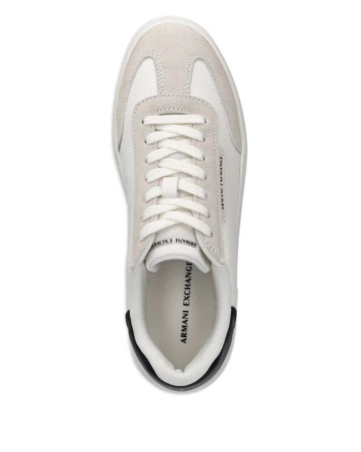 ARMANI EXCHANGE White Panelled Leather Sneakers