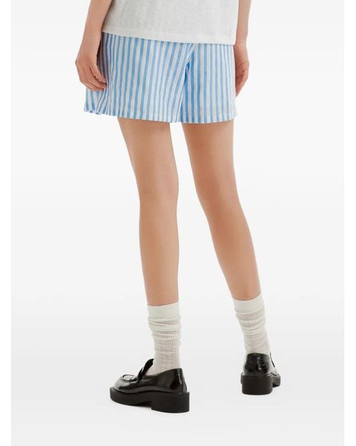 B+ AB Blue Vertical-Stripe Drawstring Mini Shorts