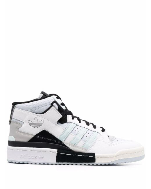 Adidas レザー カラーブロック ハイカットスニーカー カラー ホワイト メンズ Lyst