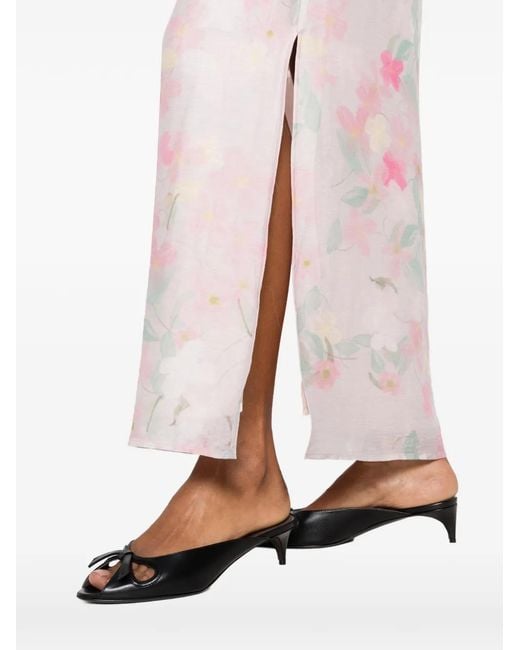 BERNADETTE Pink Elora Floral-Print Strapless Midi Dress