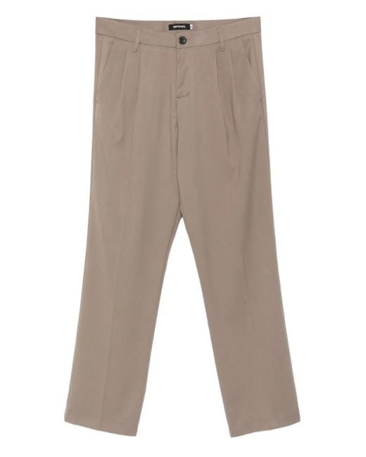 Imperial Gray Pleated Cotton Trousers for men