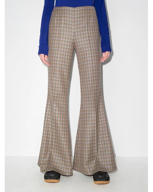 Stella McCartney Multicolor Houndstooth-Pattern Flared Trousers