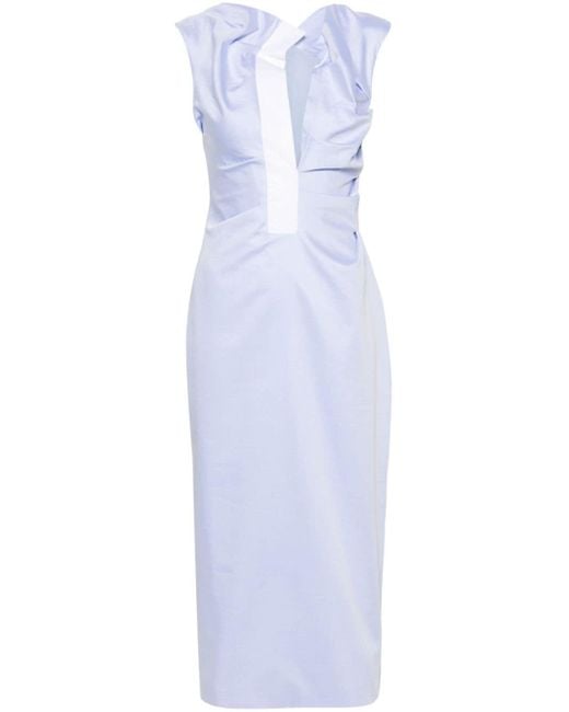 16Arlington Salmson Midi-jurk Met Ruches in het Blue