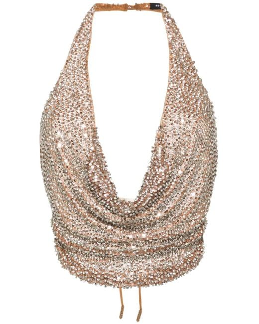 retroféte Natural Eleanor Crystal-Embellished Top
