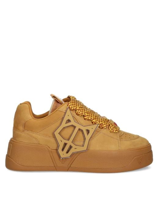 Naked Wolfe Brown Kosa Logo-Plaque Platform Sneakers for men