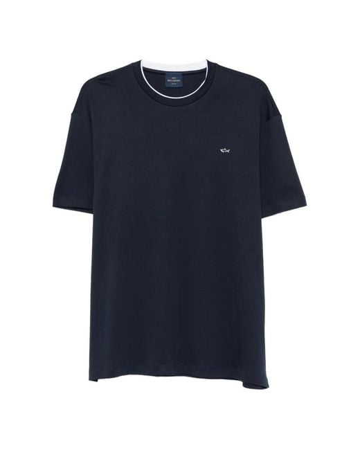 Paul & Shark Blue Logo-Patch Short-Sleeve T-Shirt for men