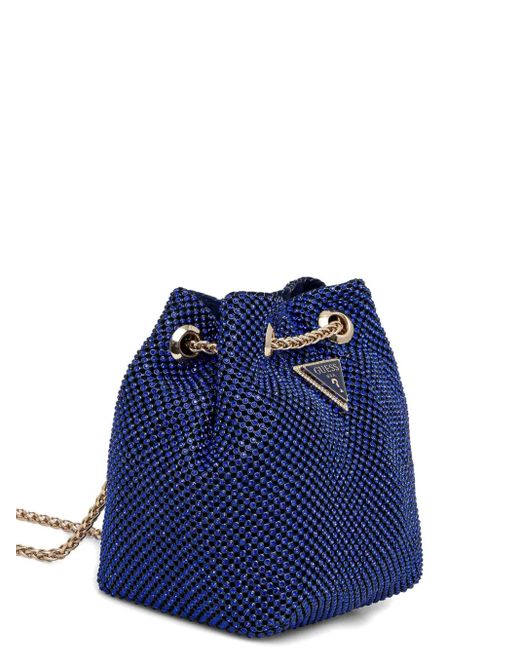 Guess Blue Logo-Plaque Bucket Bag