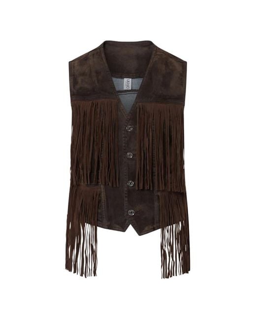 Liu Jo Brown Fringed Vest