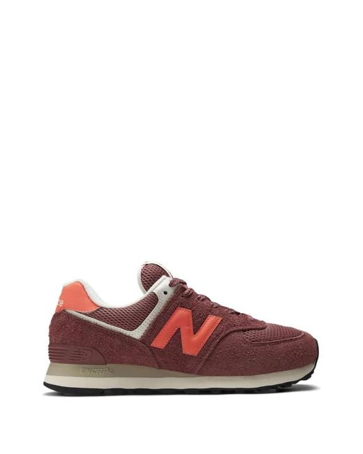 New Balance Red 574 Logo-Detail Sneakers