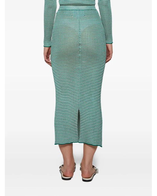 Jupe Mi-Longue Nervurée À Fines Rayures Calle Del Mar en coloris Green