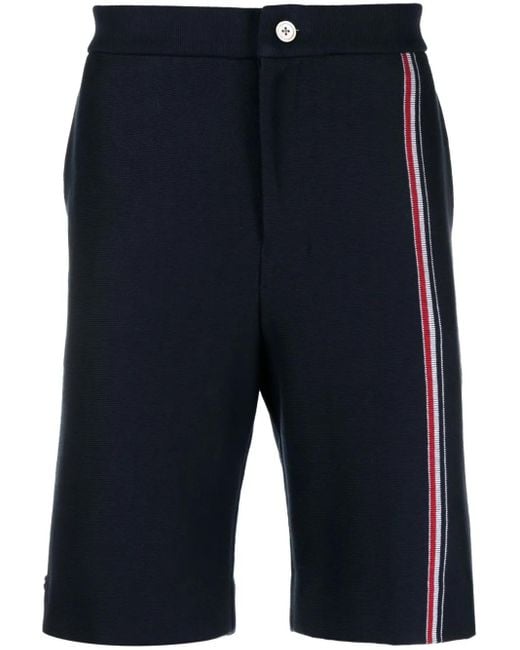 Thom Browne Blue Rwb Stripe Cotton Shorts for men