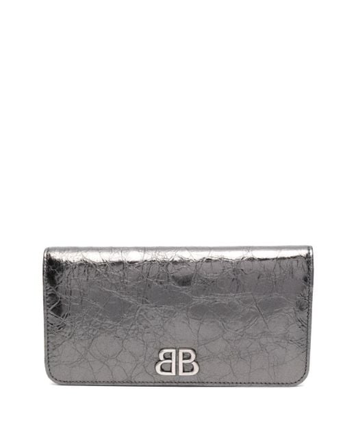 Balenciaga Gray Monaco-motif Leather Wallet