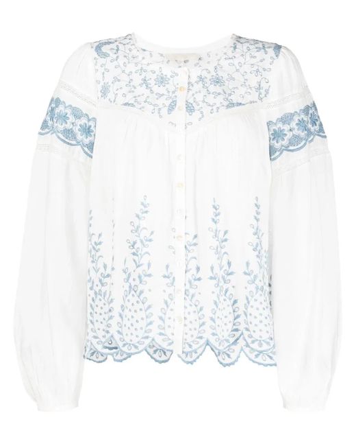 LoveShackFancy Blouse Met Borduurwerk in het White