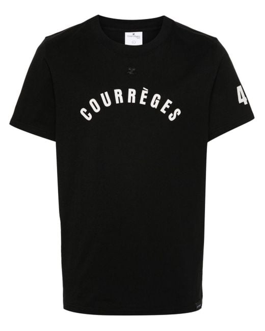 T-shirt en coton à logo imprimé Courreges pour homme en coloris Black