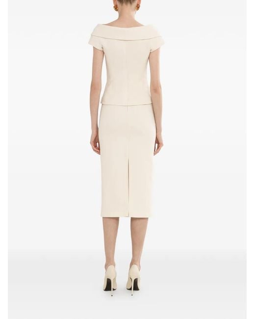 Nissa Natural Off-Shoulder Fitted Blazer