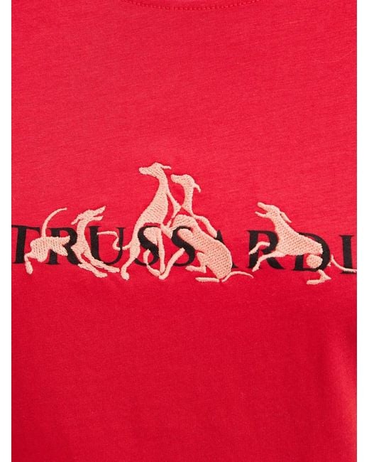 Trussardi Red Embroidery T-Shirt