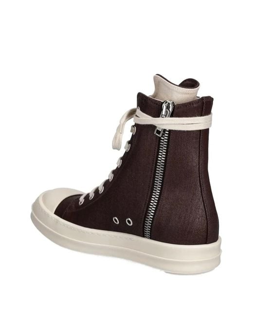 Rick Owens Brown Lace-Up Zip Sneakers for men