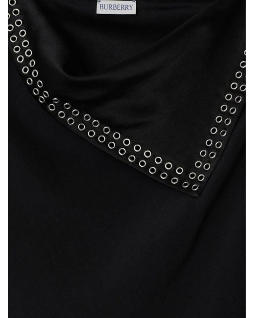 Vestido de satén con ribete de ojales Burberry de color Black
