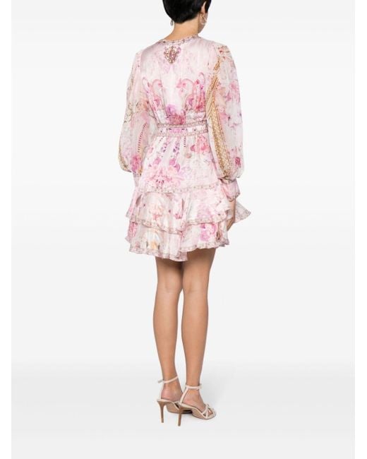 Camilla Pink Fresco Fairytale-print Silk Dress