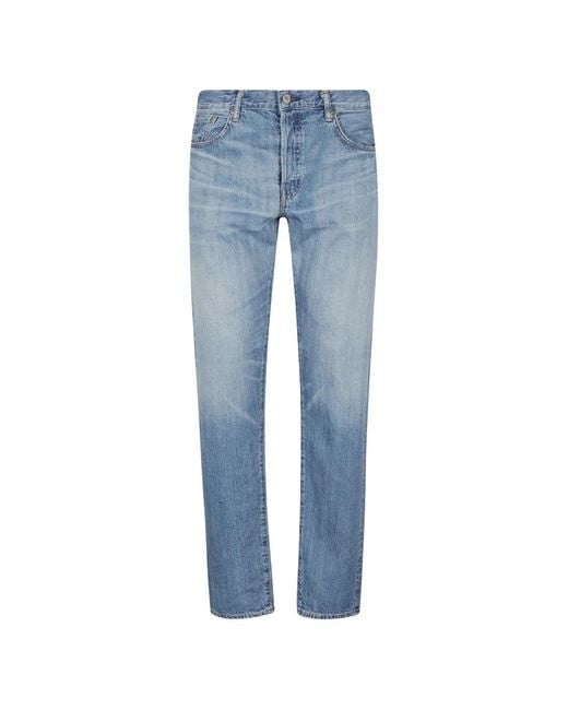 Edwin Blue Faded-Effect Straight-Leg Jeans for men