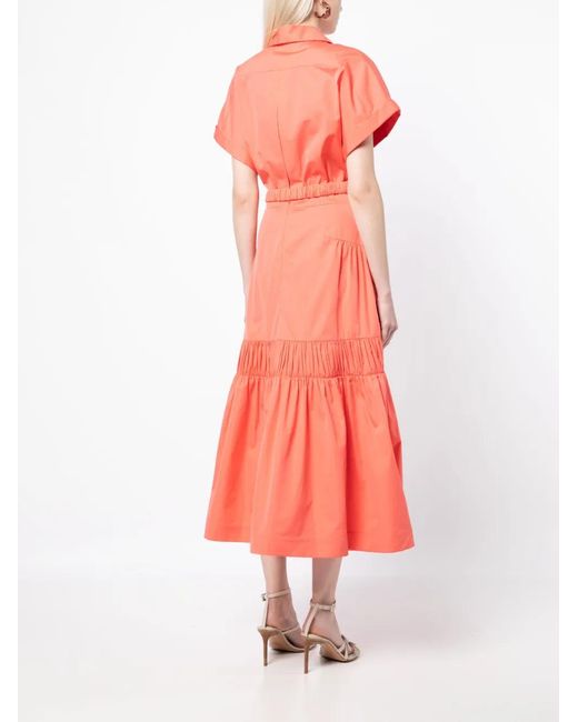 Silvia Tcherassi Pink Kareli Belted-Waist Shirt Dress