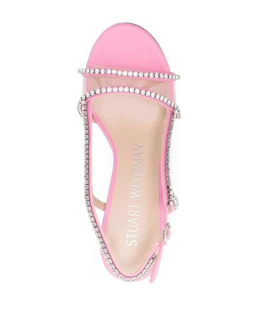 Stuart Weitzman Pink Mondrian Glam Crystal-Embellished 100Mm Sandals