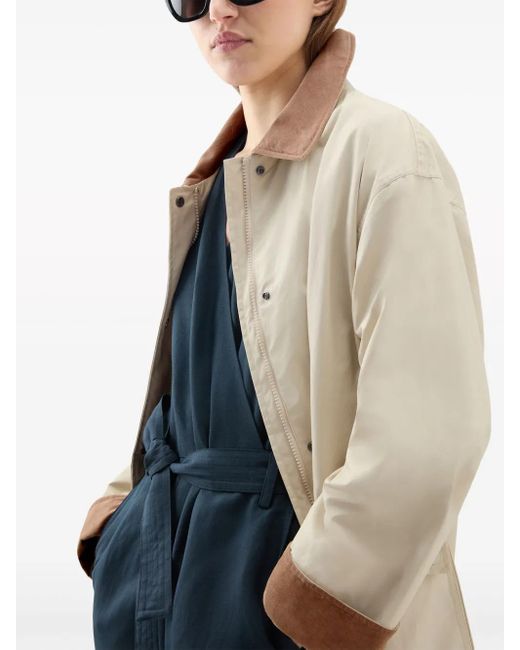 Woolrich Natural Single-Breasted Two-Tone Coat