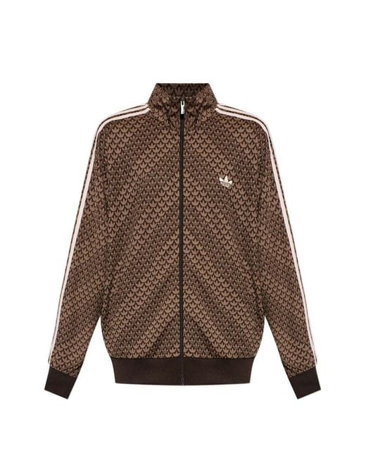 Adidas Brown Sweat Firebird À Monogramme Imprimé Et Rayures for men