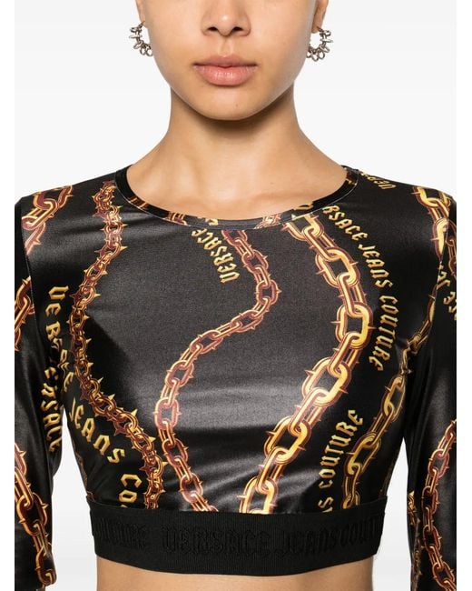 Versace Jeans Couture Black Chain Couture Crop Top