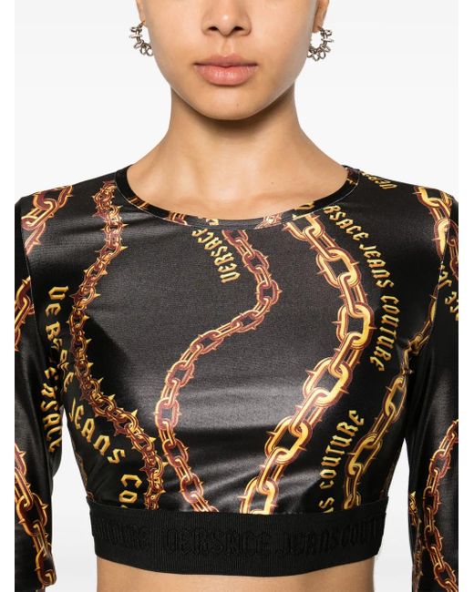Versace Jeans Couture Black Chain Couture Crop Top