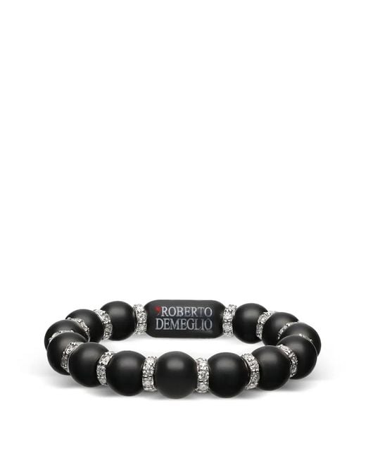 ’ROBERTO DEMEGLIO Black Logo-Print Diamond Ring